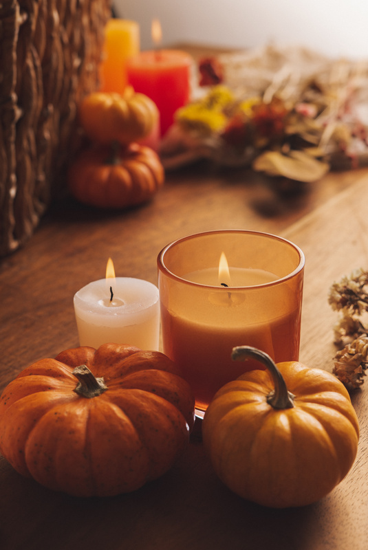 Autumn Pumpkins and Candles