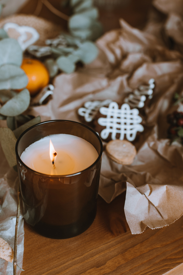 Close-Up Shot of a Lighted Candle